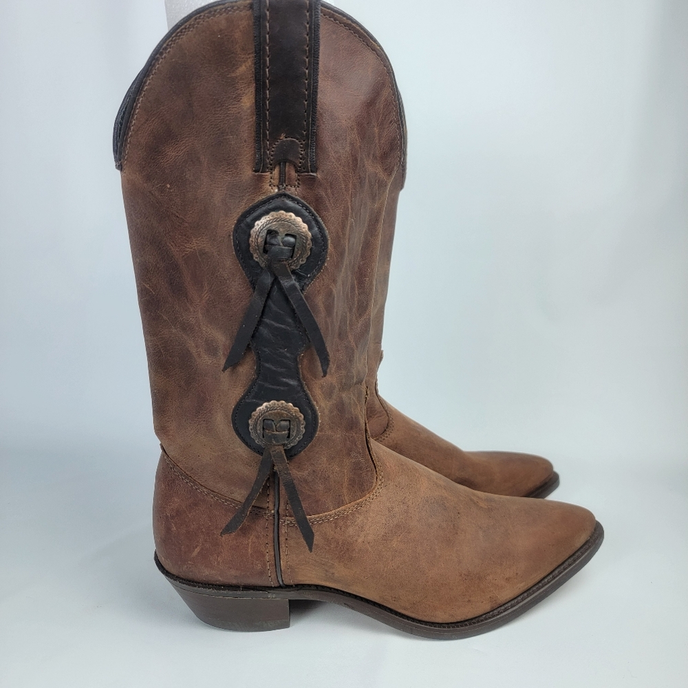 Vintage Capezio Women 8½M Distressed Leather Boots Western Cowboy Cowgirl Brown